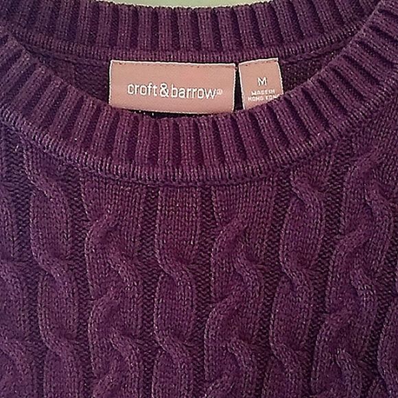 Croft & Barrow medium purple long sleeved crew neck cardigan - Picture 2 of 5